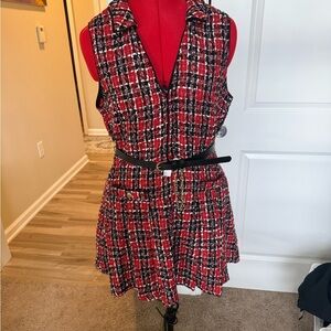 Chic Red Plaid Mini Dress